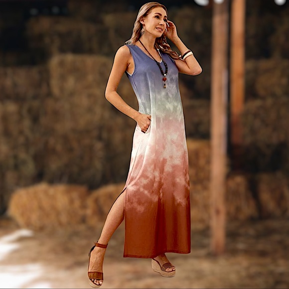 TIE DYE SLEEVELESS MAXI DRESS - Picture 2 of 6